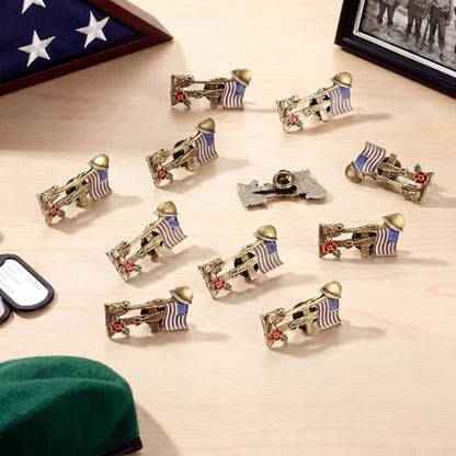 Tondiamo 4th of July Patriotic Poppy Pins Bulk Red Poppy Flower USA Flag Badges Pin for Independence Day Decoration - style: Novel Style