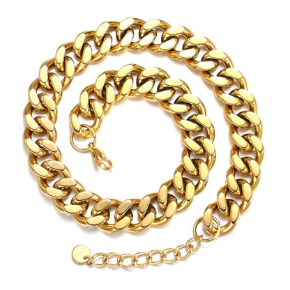 FEEL STYLE Chunky Gold Necklace for Women - 14K Gold Plated 10mm/14mm Cuban Link Chain & 8mm O-Link Chunky Necklace Fashion Jewelry Adjustable - color: Gold Chain, style: 14MM Cuban Link Chain