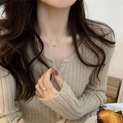 925 Sterling Silver Necklace for Women Trendy, Charming Layered Necklace with Cubic Zirconia Pendant for Her Womens Dainty Diamond Choker Necklaces Holiday Jewelry Gifts for Mom Wife Daughter Lover - color: CZ Necklace-Gold03