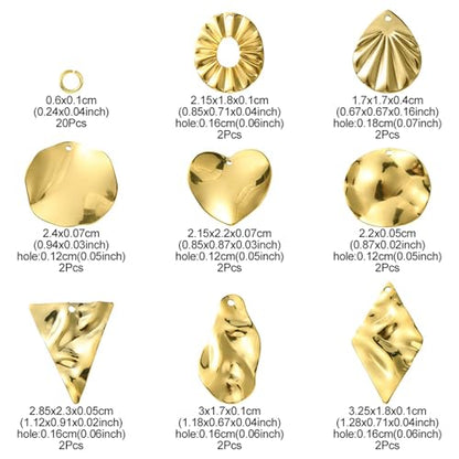 8-64Pcs Silver Goldern Color Heart Pendants Charms 10 Styles Heart Stainless Steel Metal Charms for Jewelry Making Crafting Necklaces Bracelets Earrings Keychains Birthday Gift - color: Golden Mixed Shapes6A- 16 pcs