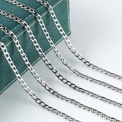 16.4 Feet Stainless Steel Curb Chains Chunky 6mm Twisted Links Necklace Chain Bulk with Open Jump Rings Lobster Clasps for Women Men Bracelet Jewelry Making - color: Twist_9x6mm