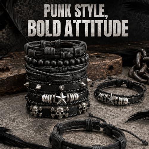 5 Pcs Punk Studded Bracelet Emo Goth Bracelets Y2k Alt Jewelry Grunge Spike Accessories for Men Women Rocker Clothes - color: 6 Pcs