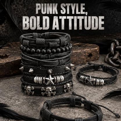5 Pcs Punk Studded Bracelet Emo Goth Bracelets Y2k Alt Jewelry Grunge Spike Accessories for Men Women Rocker Clothes - color: 6 Pcs
