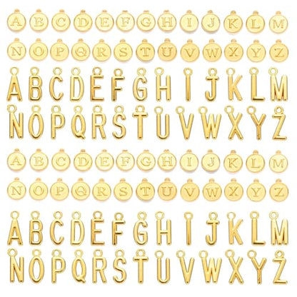 208Pcs/8 Sets Silver Letter Charms A-Z Alphabet Metal Initial Charms kit for Jewelry Making DIY Bracelets Necklaces and keychain making - color: Gold