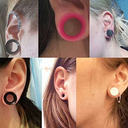 Juway Oveta Ear Gauges for Ear Silicone Ear Plugs Soft Flexible Silicone Gauge Saddle Silicone Ear Plugs and Tunnels 6mm-20mm(16 Pairs) - color: 32PCS 20mm(13/16'')