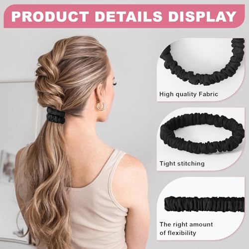 6Pcs Silk Hair Ties 100% Pure Mulberry Silk Scrunchies for Women Girls | No Hair Crease, Anti Frizz, Gentle Hold, No Damage, Color 04 - color: Black&Dark Curry&Gray&Pink&Beige