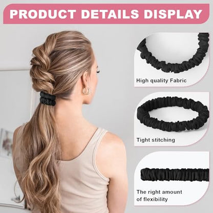6Pcs Silk Hair Ties 100% Pure Mulberry Silk Scrunchies for Women Girls | No Hair Crease, Anti Frizz, Gentle Hold, No Damage, Color 04 - color: Black&Dark Curry&Gray&Pink&Beige