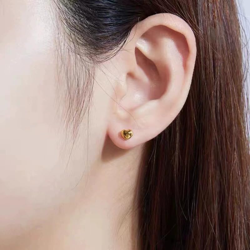 Gold Plated stainless steel Heart Earrings Chunky Statement Studs for Women Sweet Love Studs Earrings Friendship Teardrop Dangle - color: Gold-plated style