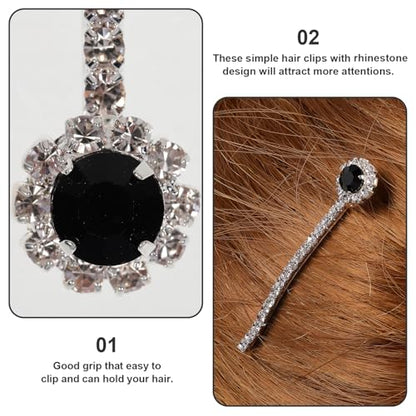 Lurrose Rhinestone Hair Clips Set of 6 Short Pearl Bobby Pins for Women and Girls Elegant Hair Accessories for Daily Wear and Special Occasions