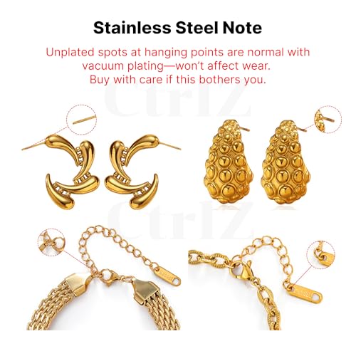 CTRLZTEAM 14K 18K Gold Plated Layered Bracelets for Women Stacked Bracelet | 14K 18K gold plated multi layer bracelets combine distinct chains with single clasp for instant pre-stacked style - style: Integrated 3-in-1 Layered Set
