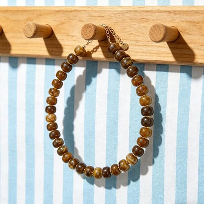 Chunky Colorful Beaded Necklace for Women Boho Summer Statement Resin Choker Necklaces Beach Jewelry Accessories - color: Dark Brown