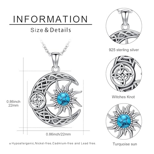 Witch Necklace 925 Sterling Silver Pentagram Triple Moon Pentacle Pendant Wiccan Pagan Jewelry Witchy Gifts for Women - style: Witches Knot