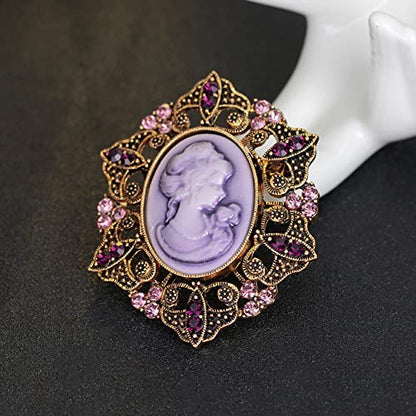 JJTZX Victorian Black Velvet Lace Choker Gothic Lady Cameo Necklace Gift for Her - style: Brooch 14-Gold
