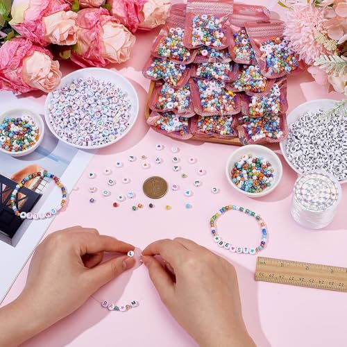 2408Pcs Friendship Bracelet Making Kit Glass Seed Beads Party Favor DIY Jewelry Supplies Bead Set Make Your own Personalised Bracelet for Wedding Birthday Gift Craft Wrapped
