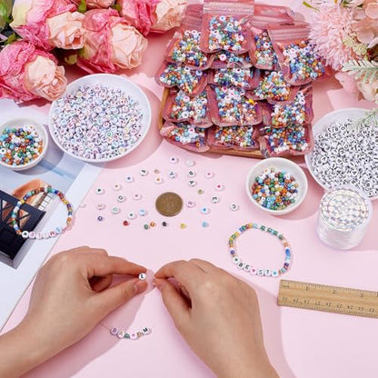 2408Pcs Friendship Bracelet Making Kit Glass Seed Beads Party Favor DIY Jewelry Supplies Bead Set Make Your own Personalised Bracelet for Wedding Birthday Gift Craft Wrapped