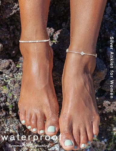 RLMOON Gold Silver Anklets for Women CZ Ankle Bracelets 14K Gold Plated | Waterproof Layered Stackable Clover Butterfly Tennis Chain Anklet Non Tarnish Trendy Summer Beach Foot Jewelry - color: Gold anklet C