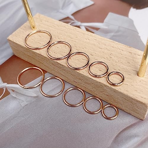 5Pairs Surgical Stainless Steel 16G Sleeper Cartilage Daith Tiny Small Hoop Earrings Mini Septum Hinged Clicker Nose Ring Helix Tragus Piercings Unisex Fashion Huggie Hoops Set 6-14MM - color: Rose gold