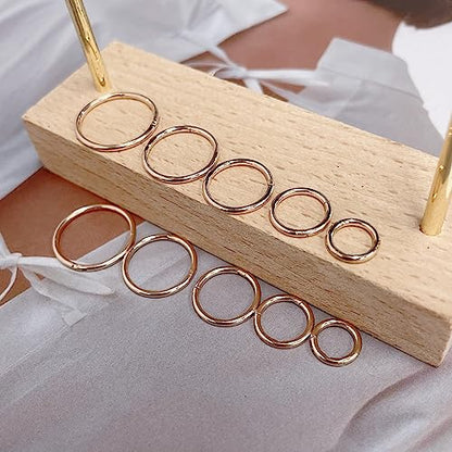 5Pairs Surgical Stainless Steel 16G Sleeper Cartilage Daith Tiny Small Hoop Earrings Mini Septum Hinged Clicker Nose Ring Helix Tragus Piercings Unisex Fashion Huggie Hoops Set 6-14MM - color: Rose gold
