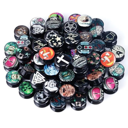 10 Pairs Acrylic Screw on Ear Gauges Plugs and Tunnels Expander Stretcher For Women Men Body Piercing Jewelry - size: 12mm(1/2")