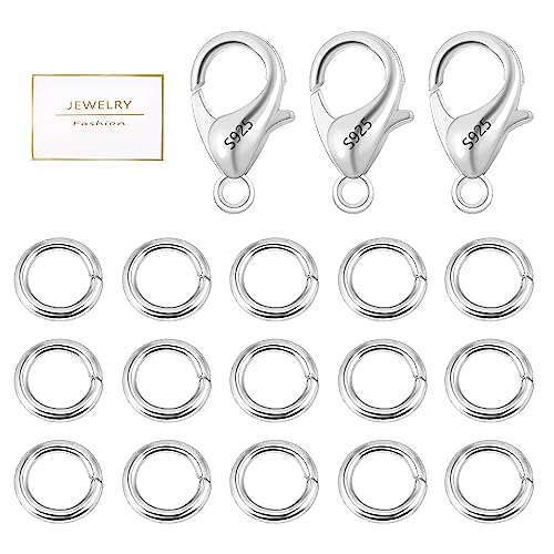 925 Sterling Silver Lobster Claw Clasps with Open Jump Rings Jewelry Making | 23PCS Small Lobster Claw Jump Rings Necklace Chains Connect Link Repair kit Supplies 925 Jewelry Findings Replacement Set - color: 23PcsA