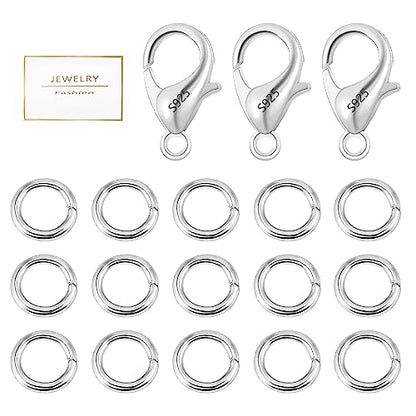 925 Sterling Silver Lobster Claw Clasps with Open Jump Rings Jewelry Making | 23PCS Small Lobster Claw Jump Rings Necklace Chains Connect Link Repair kit Supplies 925 Jewelry Findings Replacement Set - color: 23PcsA