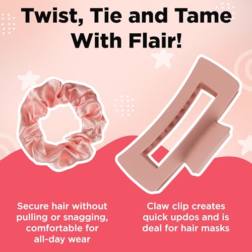 Lily England Hair Brush Set for Girls with Comb, Claw Clip & Stickers