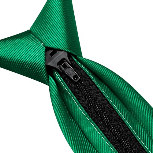 GUSLESON 3.15"（8cm） Mens Pre-tied Adjustable Zipper Tie Solid Necktie for Business and Wedding - color: Emerald Green