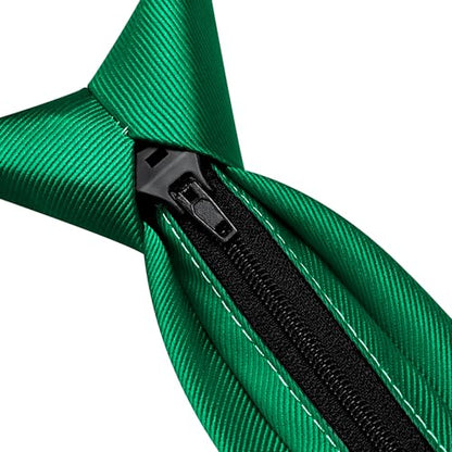 GUSLESON 3.15"（8cm） Mens Pre-tied Adjustable Zipper Tie Solid Necktie for Business and Wedding - color: Emerald Green