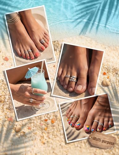 FIASASO 12Pcs Toe Rings for Women - 14K Gold Filled Toe Ring Non Tarnish Adjustable Simple Hug CZ Thin Band Toe Rings Summer Beach Foot Jewelry for Women - color: Silver