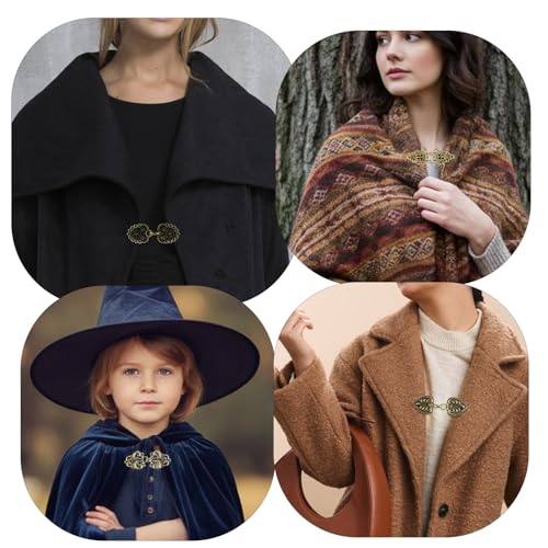 Molain 4Pcs Vintage Sweater Swirl Clip, Cape Cloak Clasps Retro Cardigan Shawl Collar Clips Dress Shirt Brooch Button Clip for Women(Bronze)