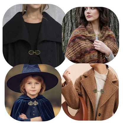 Molain 4Pcs Vintage Sweater Swirl Clip, Cape Cloak Clasps Retro Cardigan Shawl Collar Clips Dress Shirt Brooch Button Clip for Women(Bronze)