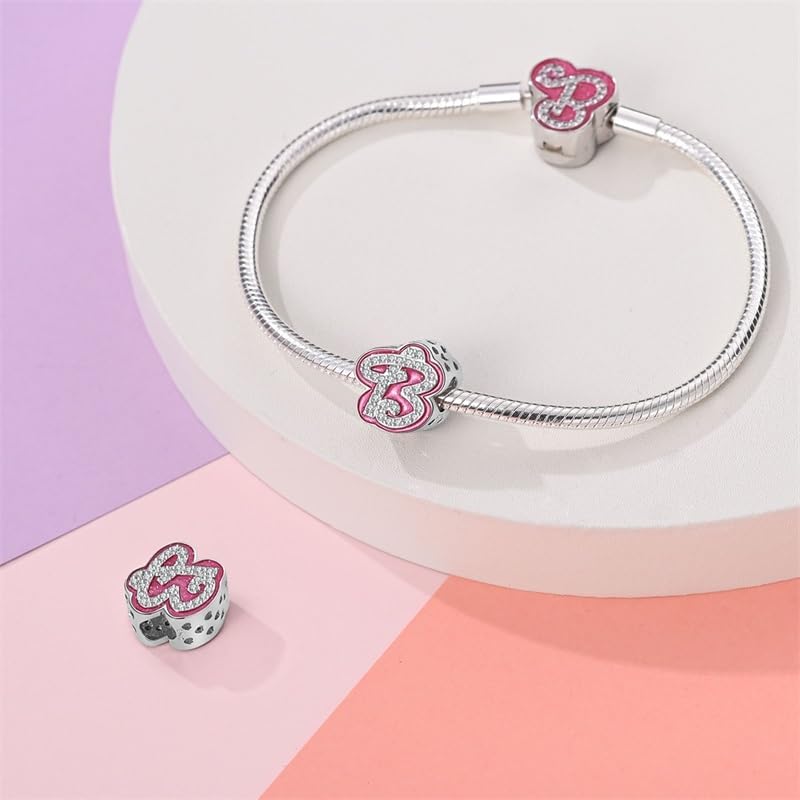 925 Sterling Silver Letter Charms Fits Pandora Bracelets Alphabet AZ Bead Charm for Bracelets Necklace with 5A Cubic Zirconia for Women Birthday Ceremony DIY Jewelry Gift - style: B