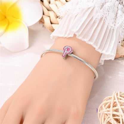 925 Sterling Silver Letter Charms Fits Pandora Bracelets Alphabet AZ Bead Charm for Bracelets Necklace with 5A Cubic Zirconia for Women Birthday Ceremony DIY Jewelry Gift - style: P