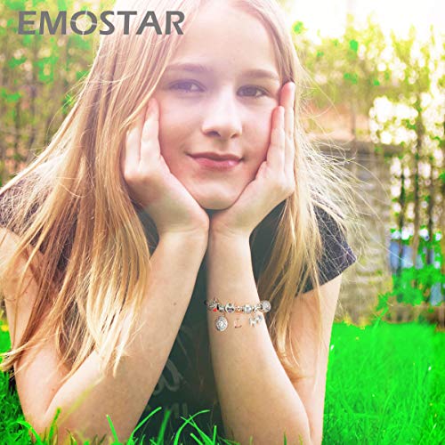 EMOSTAR Letter Charms Initial A-Z Alphabet Beads, Rose Gold 925 Sterling Silver Dangle CZ Birthstone Pendant, Gifts for European Charm Bracelet/Mothers Day/Birthday - color: Letter L