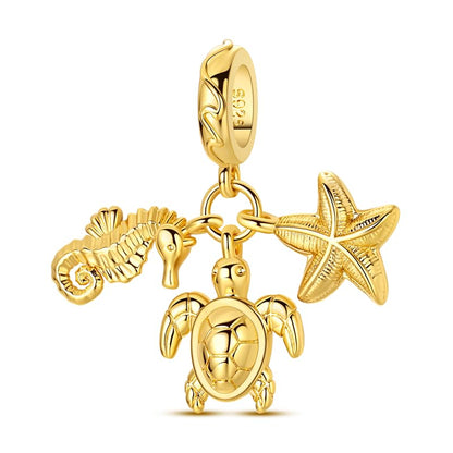 Birthday Fashion Heart Dangle Charm for Bracelets and Necklace Pendant Bead Charms Jewelry Present for Women Family Friends - style: Golden Ocean