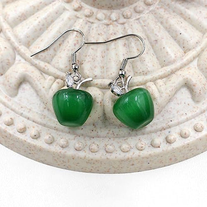 Uloveido Apple Necklace and Earrings Set for Women Cute Apple Jewelry Set for Teacher Mom YL007 - color: Dark Green