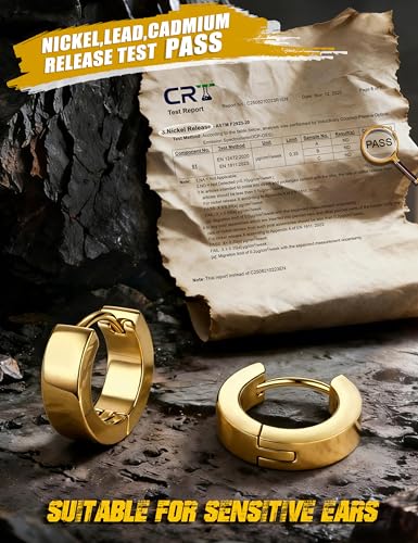 Jstyle Small Hoop Earring for Men Women Hypoallergenic Huggie Hoop Earrings | 316L Stainless Steel Earrings for Men, Non Tarnish Lightweight Sleeper Earrings, Mens Jewelry Gift, 18G, 9MM Inner Diameter - color: Yellow