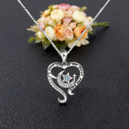 Yocoyee I Love You to the Moon and Back Heart shape Pendant Necklace Moon Star Charms Crystal Love Necklace for Women - style: BB