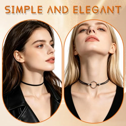90s Classic Gothic Tattoo Lace Chokers, 8 Pcs Black Velvet Choker Necklaces for Women, Adjustable Retro Grunge Punk Chokers for Cosplay Christmas Halloween Concert Birthday Party