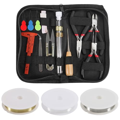 D-FLIFE Jewelry Making Supplies Kit with Jewelry Tools, Jewelry Wires and Jewelry Findings for Jewelry Repair and Beading (23pcs) - color: 23pcs