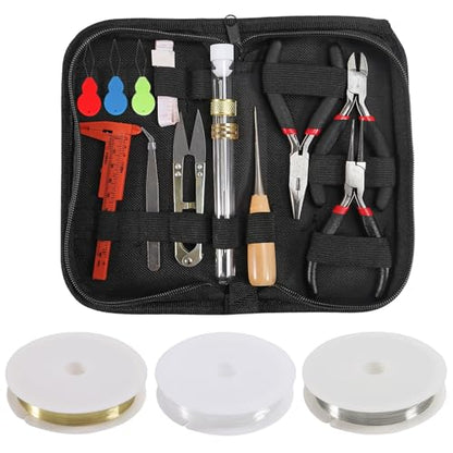 D-FLIFE Jewelry Making Supplies Kit with Jewelry Tools, Jewelry Wires and Jewelry Findings for Jewelry Repair and Beading (23pcs) - color: 23pcs