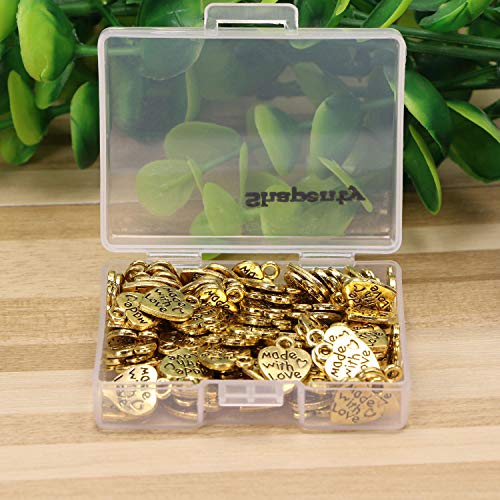 Shapenty 100PCS Mini Metal Beads Heart Shaped “Made with Love” Charms Bulk for DIY Craft Keychain Necklace Pendants Bracelets Earrings Jewelry Making Findings - color: Gold