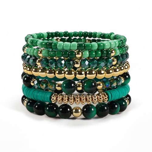 Boho Wooden Beads Bracelets Bohemian Bracelet Stack for Men Women Wood Beaded Bracelet Set - color: G