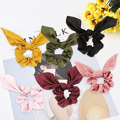 Jaciya Satin Silk Scrunchies - Women's Hair Ties for Ponytails, Thick Hair, and No Damage - color: Classic color