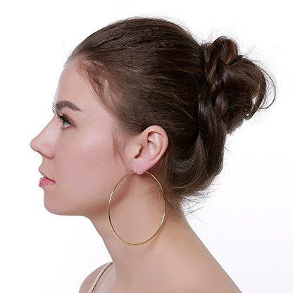 90mm(3.5'') Large Circle Endless Hoop Earrings Extra Big Round Huggie Hoops Statement Earring Minimalist Hooped Christmas Jewelry for Women - color: Gold