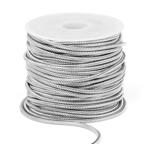 33FT 2mm Thin Stainless Steel Chains Snake Chains Bulk for Jewelry Making | Small 304 Stainless Steel Round Snake Chains Roll Spool for DIY Craft Necklace - color: 2mm Stainless Steel Round Snake Chains