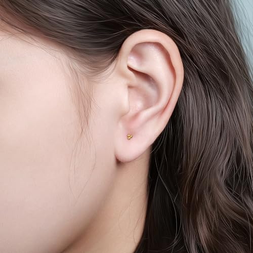 limerencia Titanium Threadless Flat Back Earrings Stud Piercing Jewelry | 20G Press Fit Titanium Push Pop in Cartilage Tragus Labret Lip Medusa Conch Piercing Jewelry Hypoallergenic for Women Men - style: Ball Gold