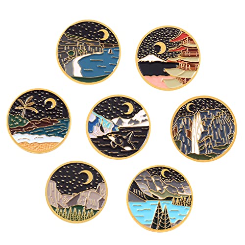 Cute Enamel Pin Set Lapel Pins Brooches Cartoon Brooch Badge Pins for Clothes Bags Backpack for Women - color: Starry Sky