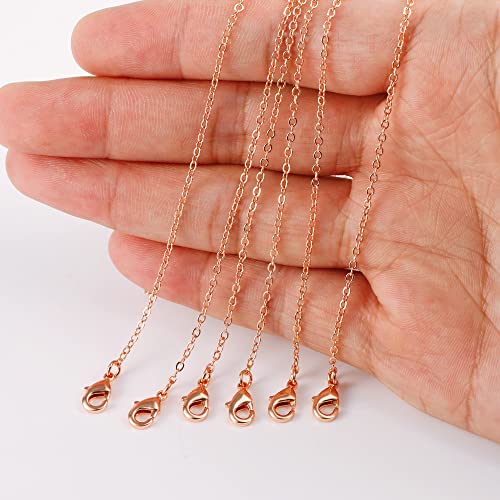 12PCS Rose Gold Plated Solid Brass Chians Hypoallergenic (18"(2MM)) | Flat Cable Chain Link Bulk for Jewelry Making - color: Rose Gold, size: 18 inch-0.079 inch