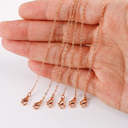 12PCS Rose Gold Plated Solid Brass Chians Hypoallergenic (18"(2MM)) | Flat Cable Chain Link Bulk for Jewelry Making - color: Rose Gold, size: 18 inch-0.079 inch